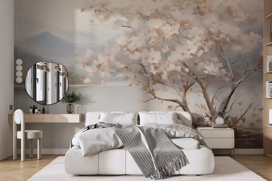 murais de parede Paisagem com uma árvore, pintura de imitação w05950