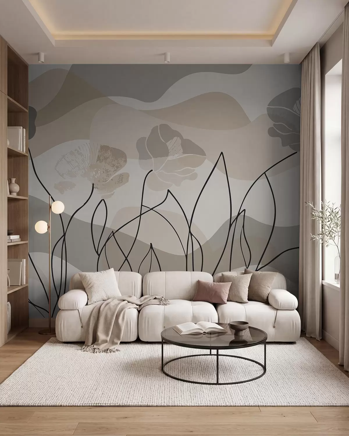 murais de parede Esboço floral w09989