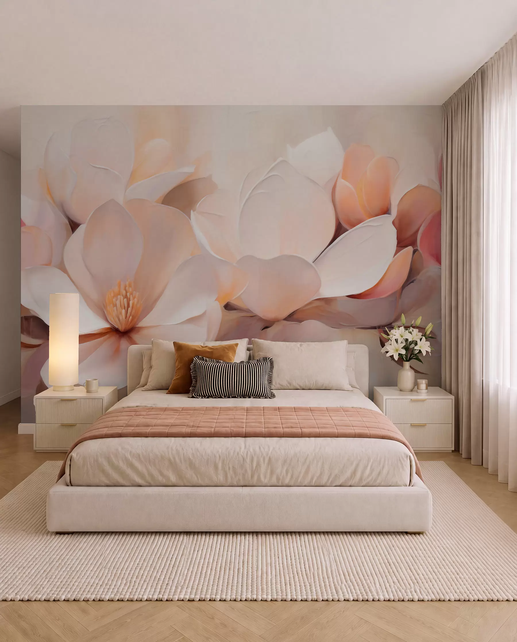 murais de parede Floração cor de pêssego w05979