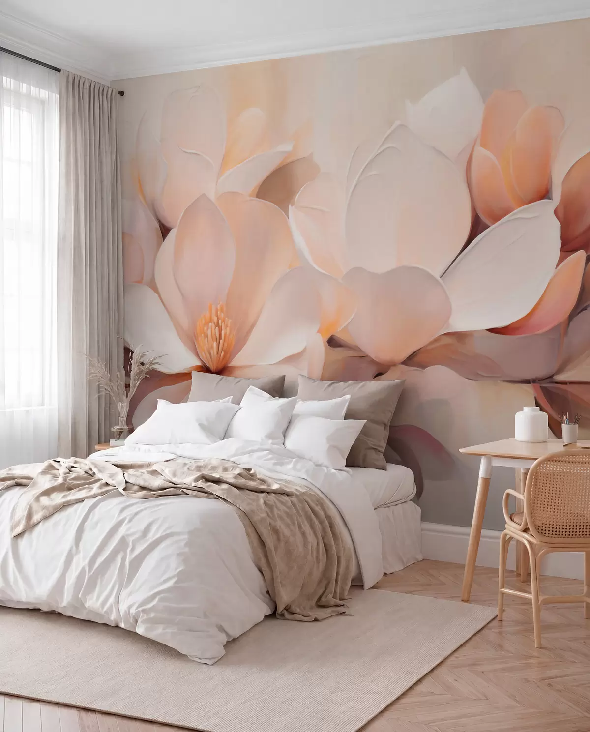 murais de parede Floração cor de pêssego w05979