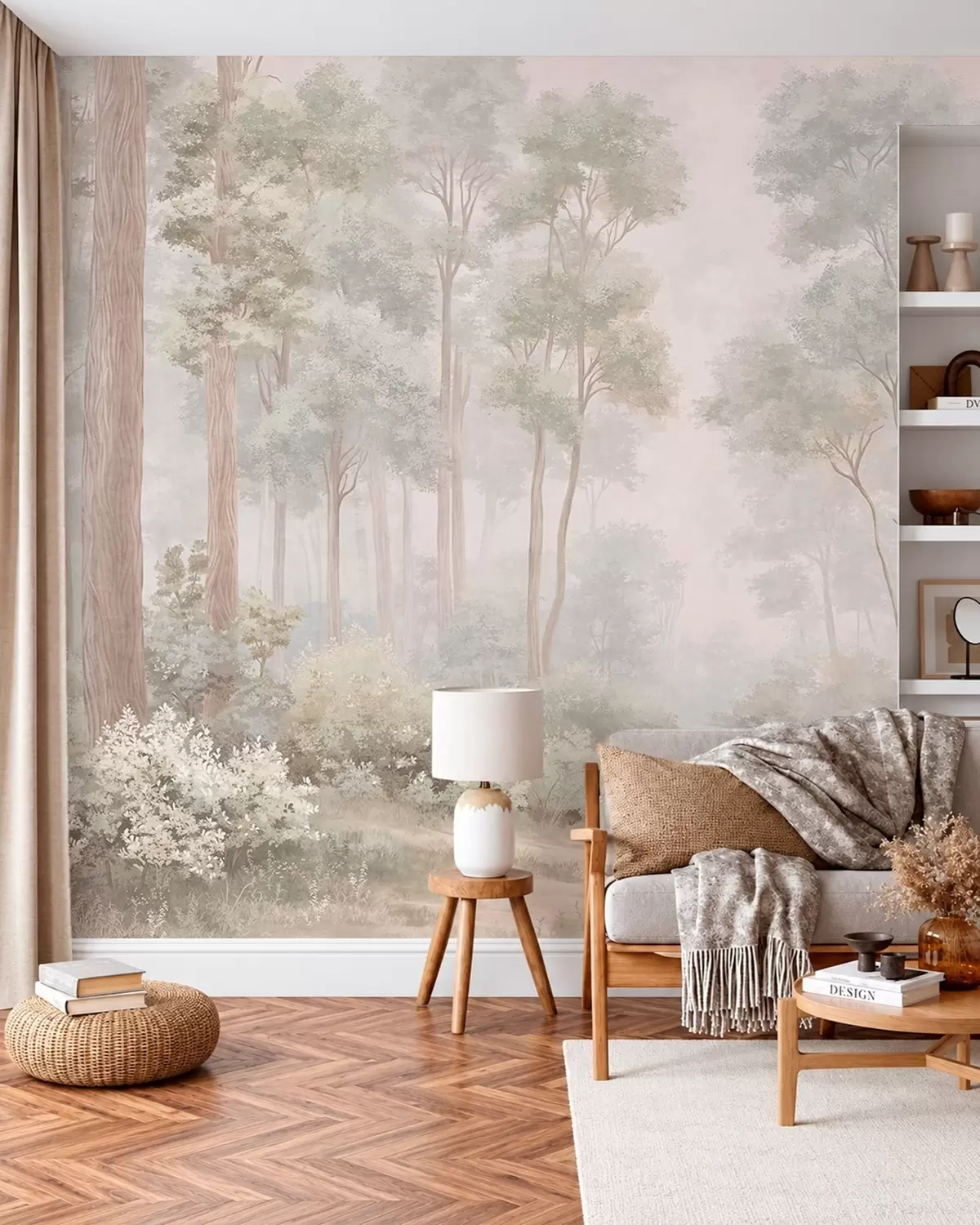 murais de parede Trilho na floresta em pastel w05889