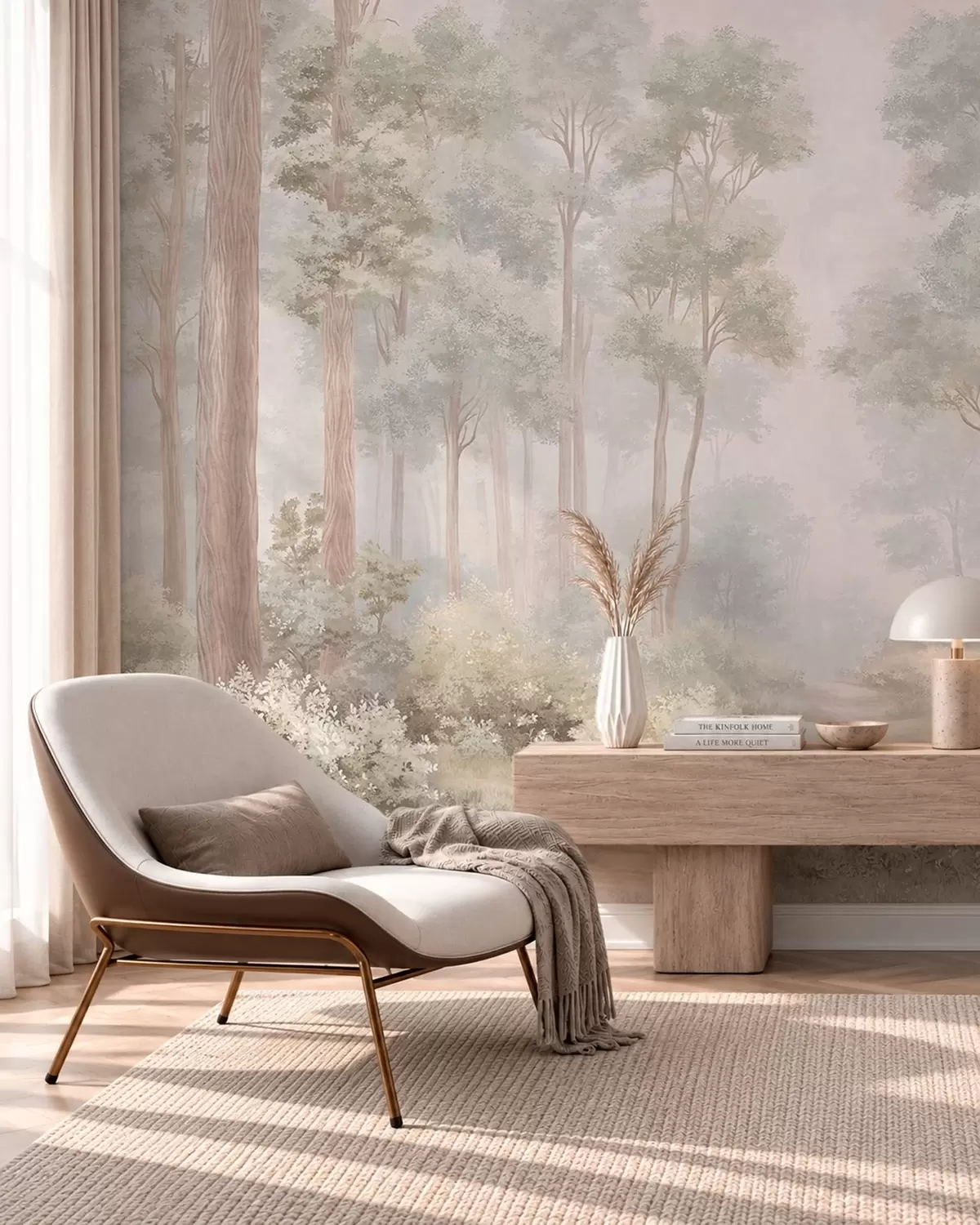 murais de parede Trilho na floresta em pastel w05889