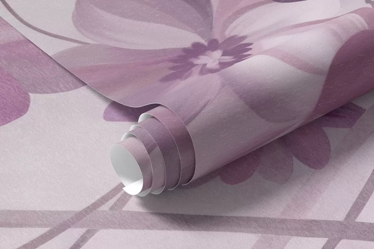 murais de parede Trepadeiras sinuosas com delicadas flores em tons suaves de rosa w10083v1