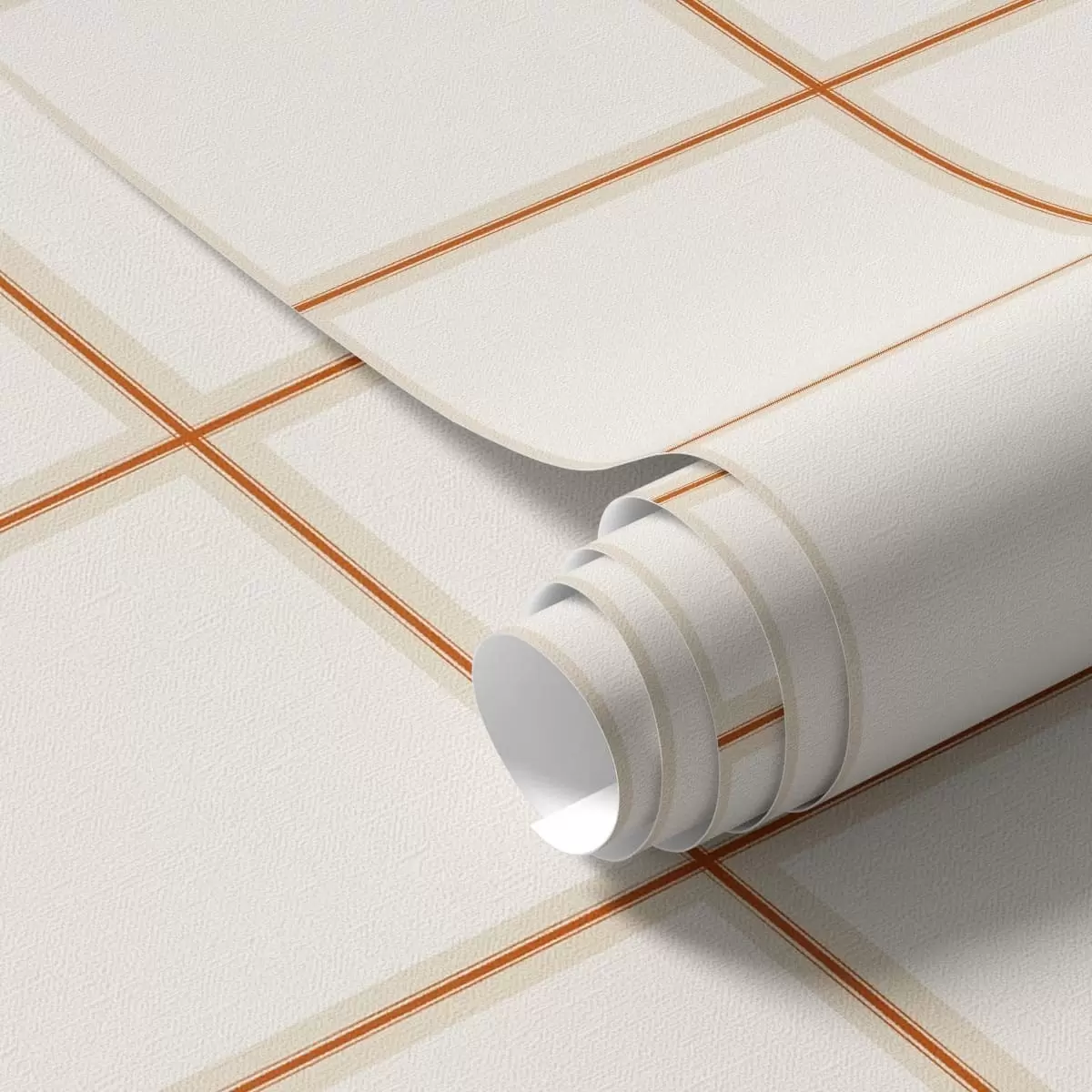 Papel de parede Grelha de nove quadrados bege com bordas em terracota a01277