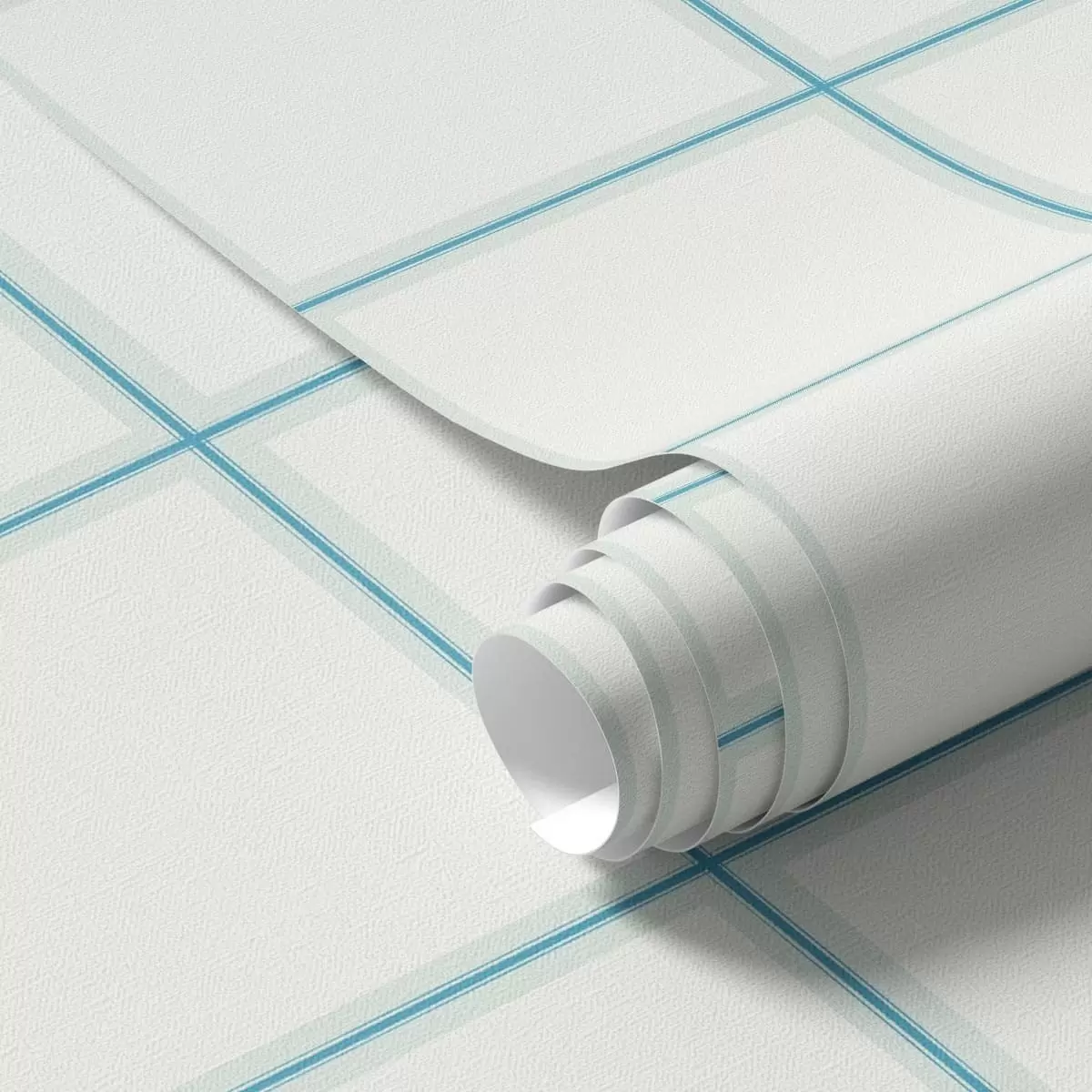 Papel de parede Grelha de nove quadrados brancos com bordas azul-claras a01277v1