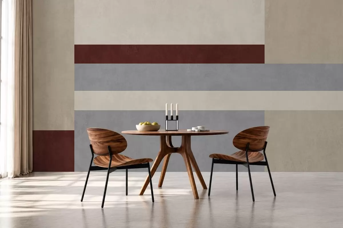 murais de parede Geometria abstrata com blocos em cor de vinho, cinzento e bege w05890v2