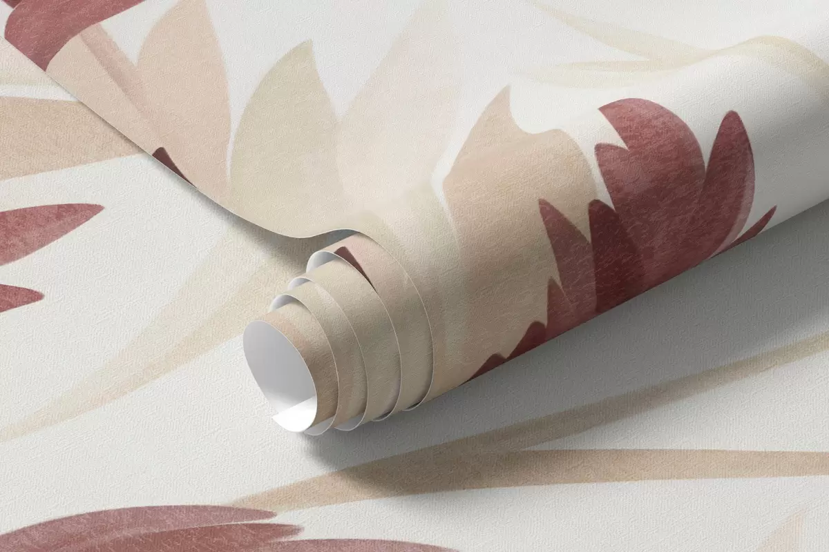 murais de parede Ervas altas e flores silvestres em tons terrosos suaves, estética minimalista w10084