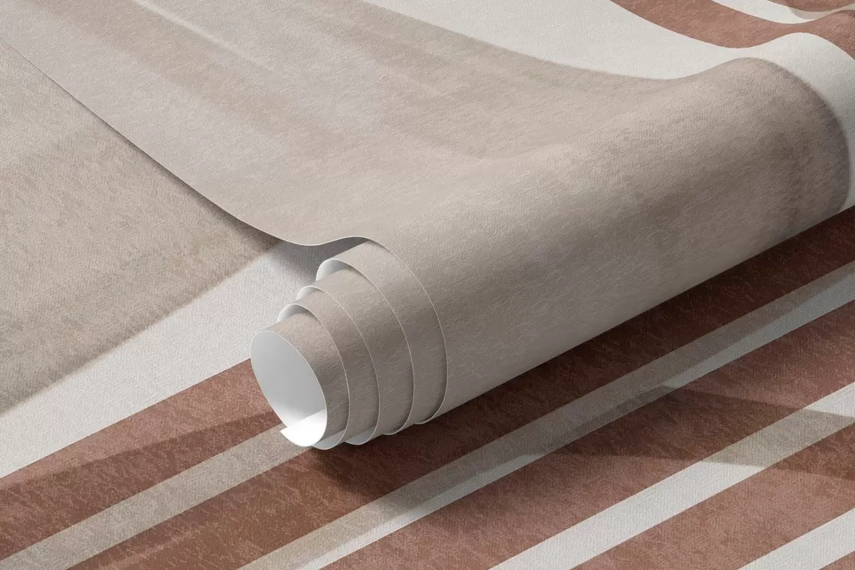 murais de parede Composição abstrata com folhas de palmeira, arcos geométricos e riscas verticais w10110