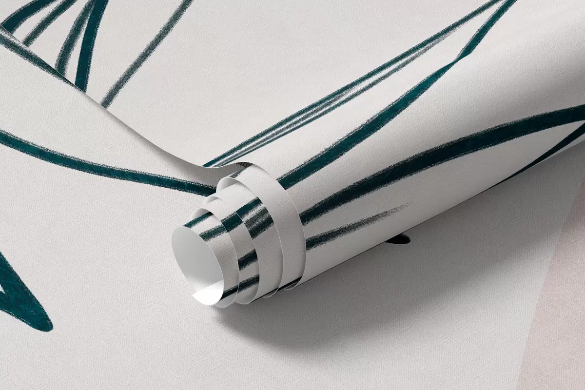 murais de parede Desenhos minimalistas de folhas e vegetação tropicais, com formas circulares em tons pastel w10111
