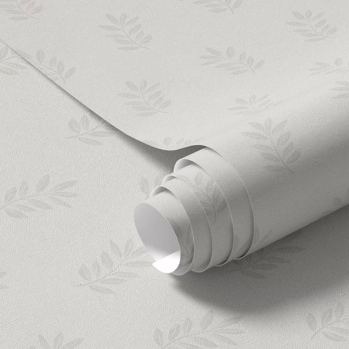 Papel de parede Pequenos ramos com folhas sobre um fundo cinzento a01281