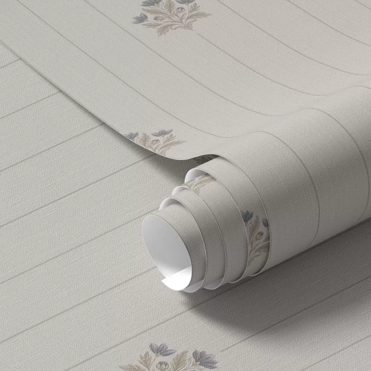 Papel de parede Ornamentos florais delicados e riscas verticais a01282