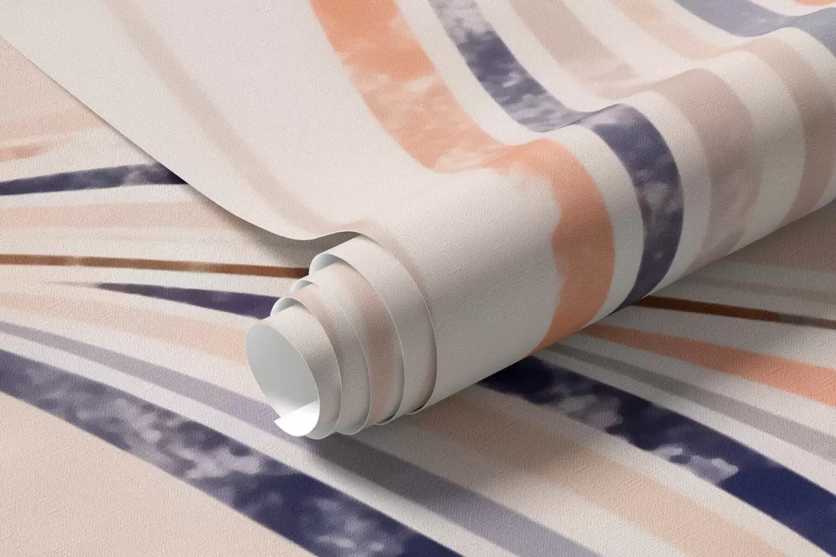 murais de parede Ervas decorativas abstratas com folhas elegantes e alongadas em tons de pêssego, creme e azul aquarela w10093