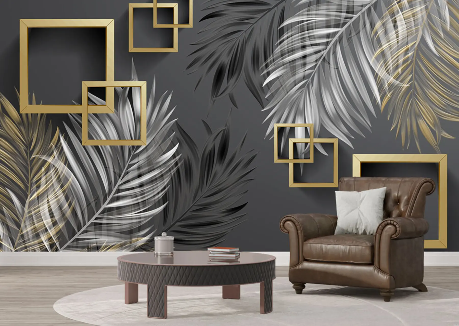 murais de parede Folhas de palmeira, quadrados u80469