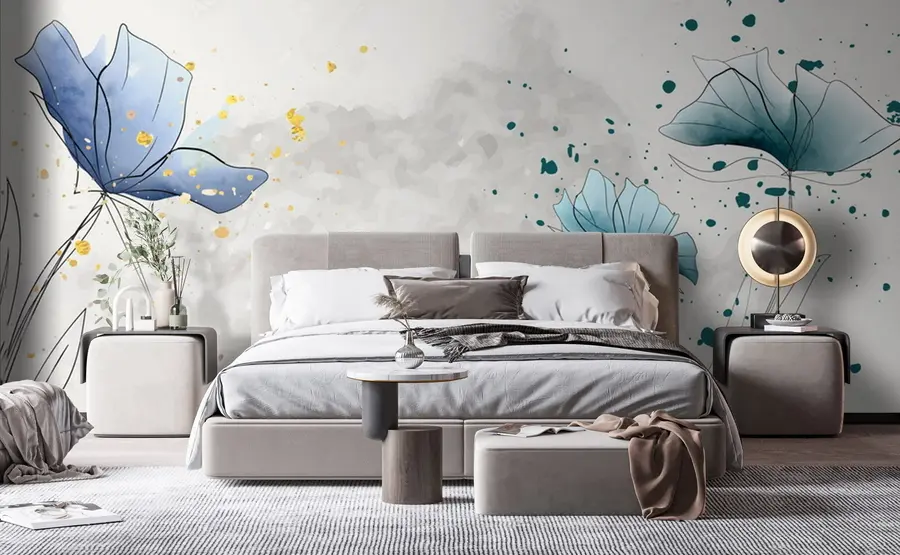 murais de parede Aquarela flores azuis u72112