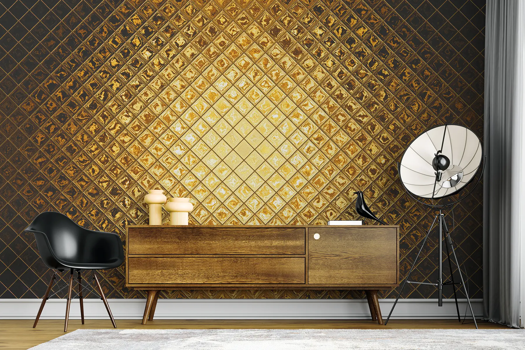 murais de parede Padrão de rectângulos castanhos e âmbar u23326