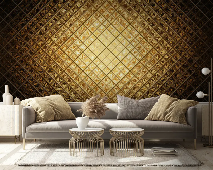 murais de parede Padrão de rectângulos castanhos e âmbar u23326