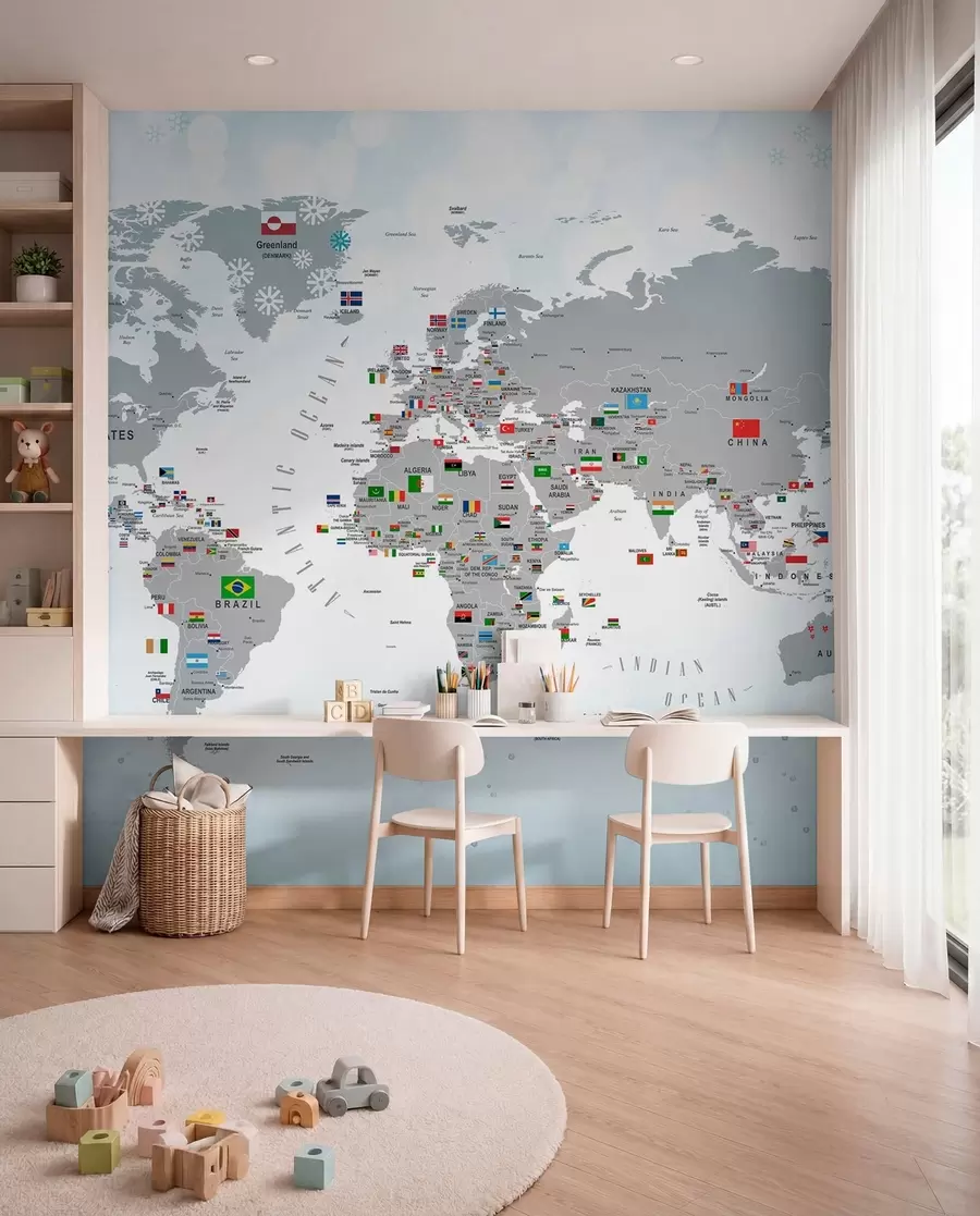 murais de parede Atlas de bandeiras do mundo u72599