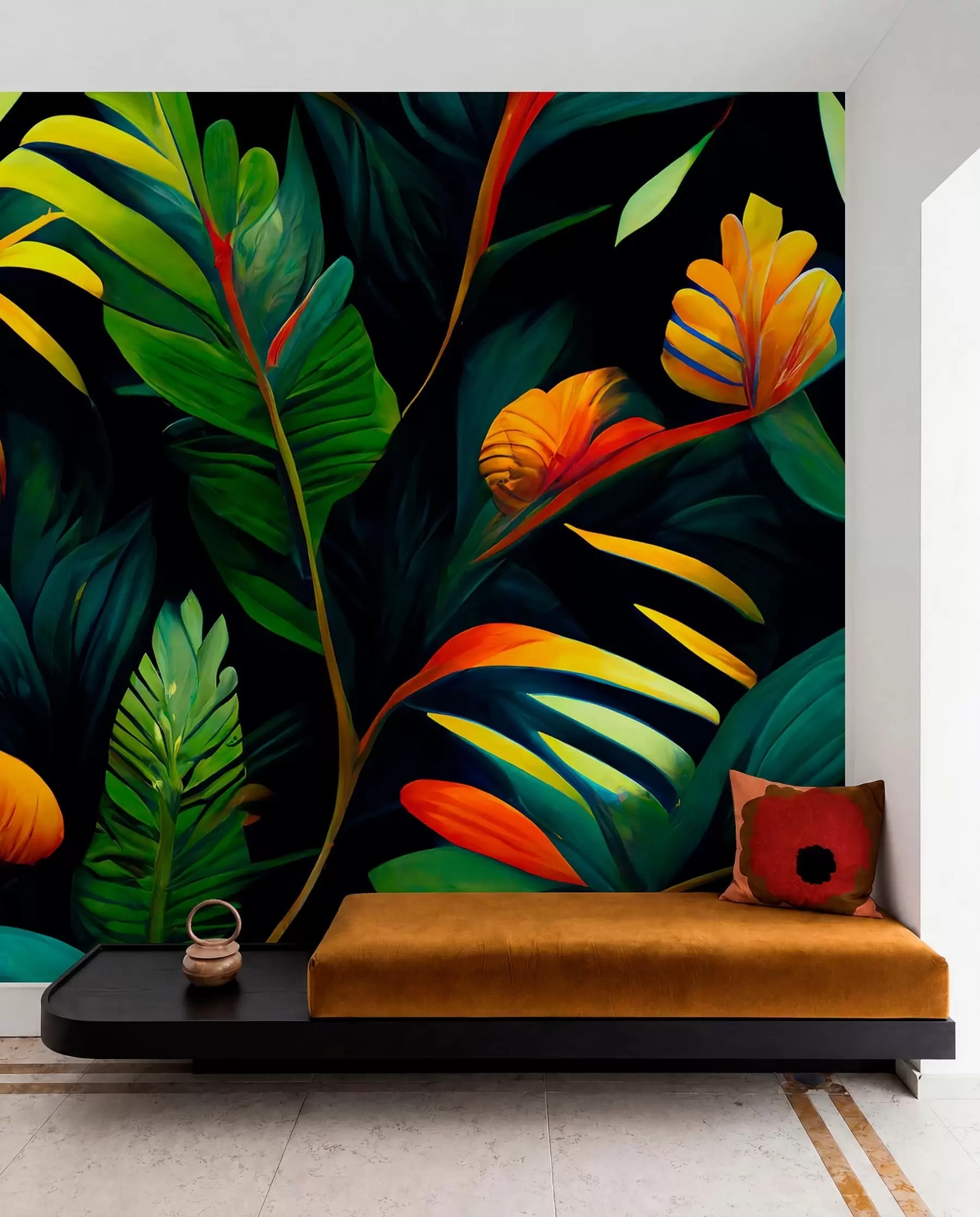 murais de parede Flores de fogo tropicais u72390