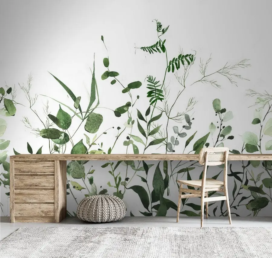 murais de parede Ramos selvagens verdes u72395