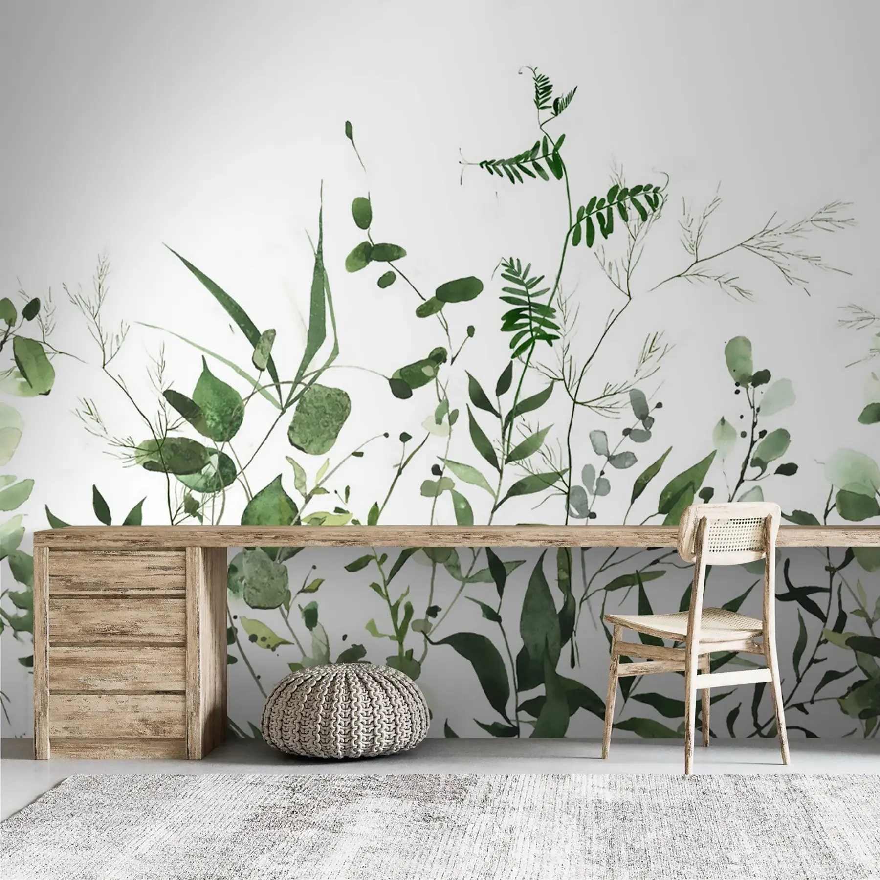 murais de parede Ramos selvagens verdes u72395