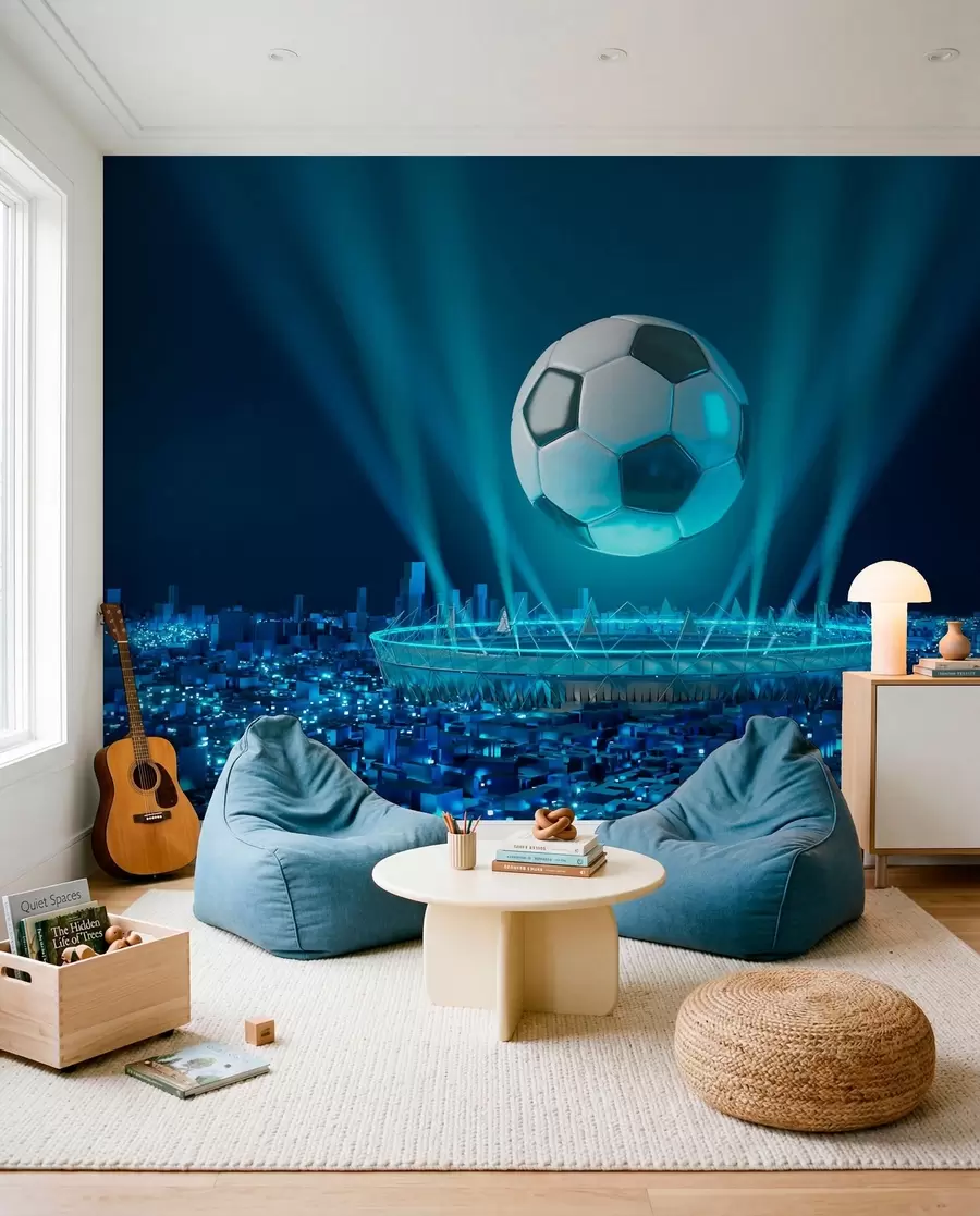murais de parede Estádio sob luzes azuis u72793