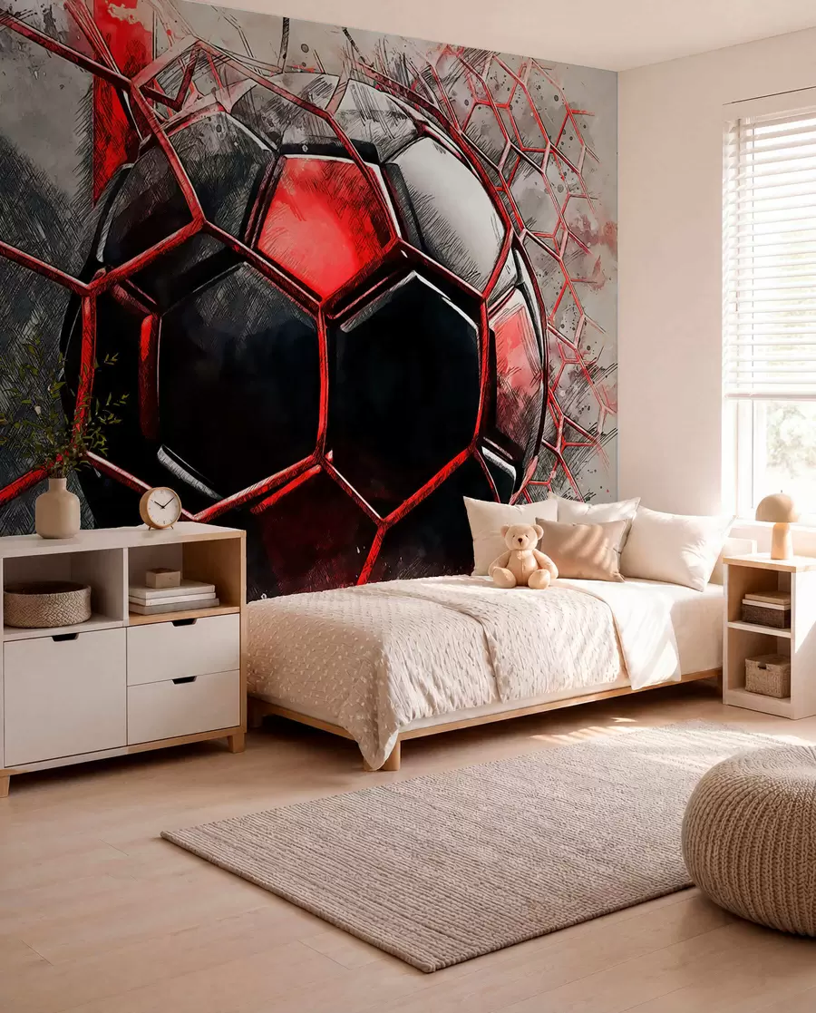 murais de parede Futebol em movimento vermelho u72803
