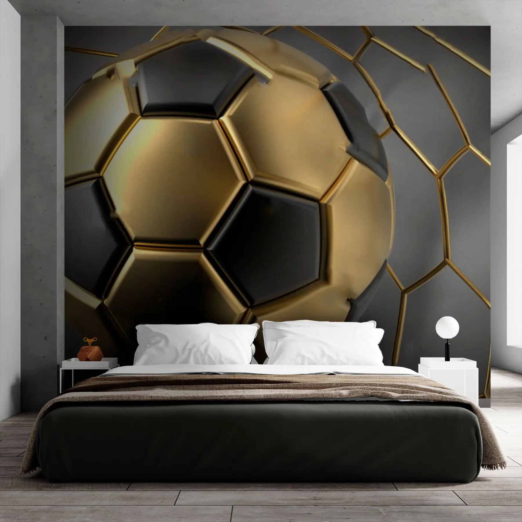 murais de parede Uma bola de futebol na baliza u73011