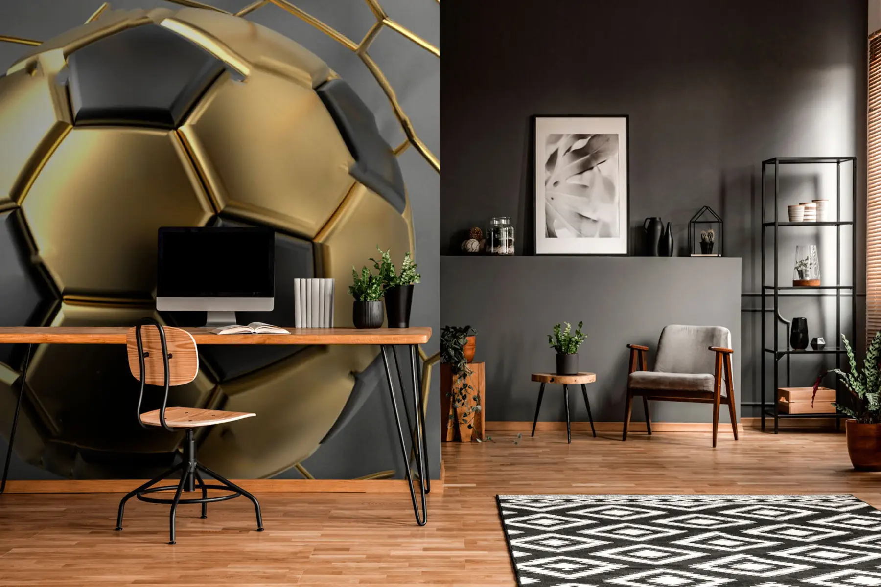 murais de parede Uma bola de futebol na baliza u73011