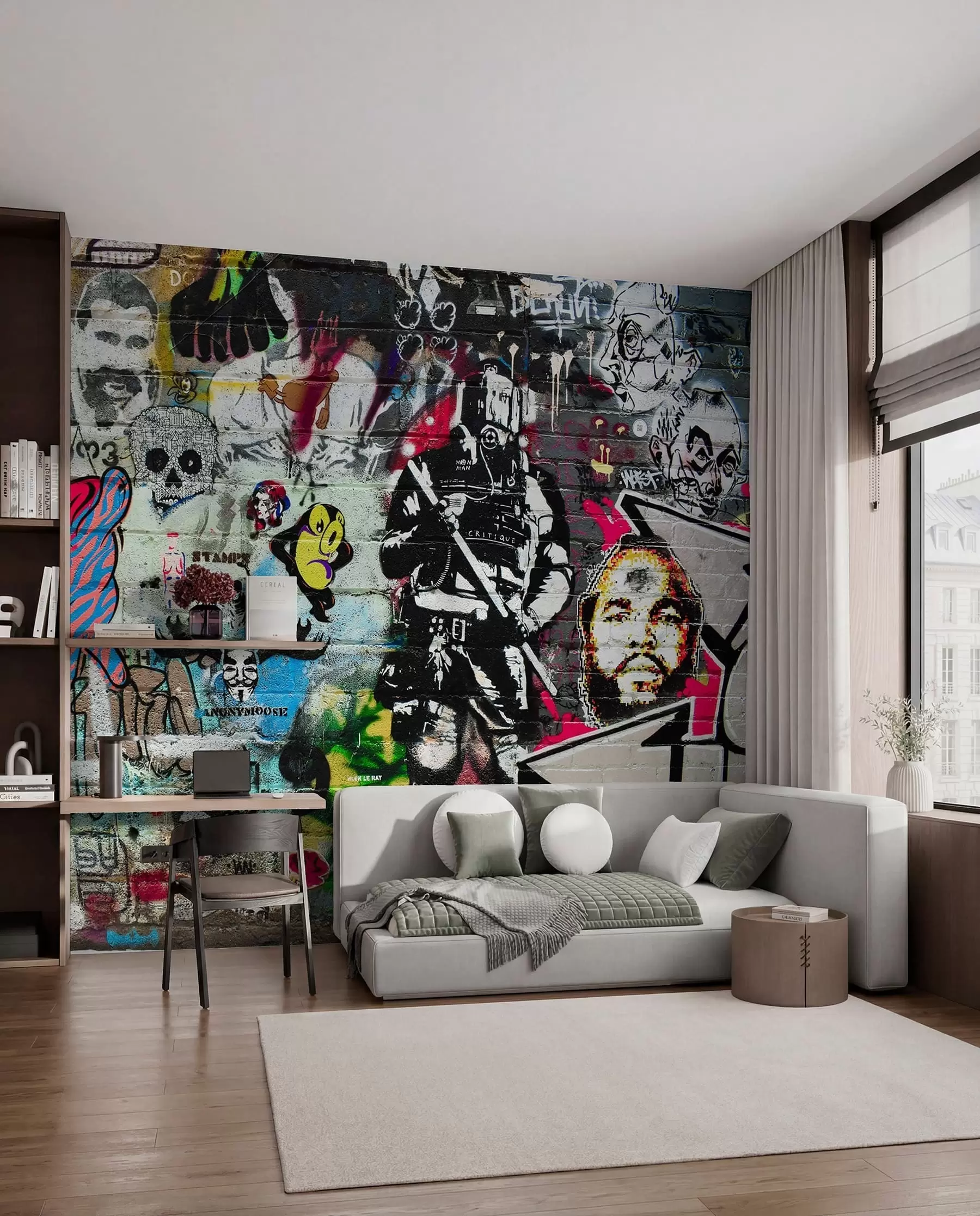 murais de parede Graffiti, arte e fonte u12434