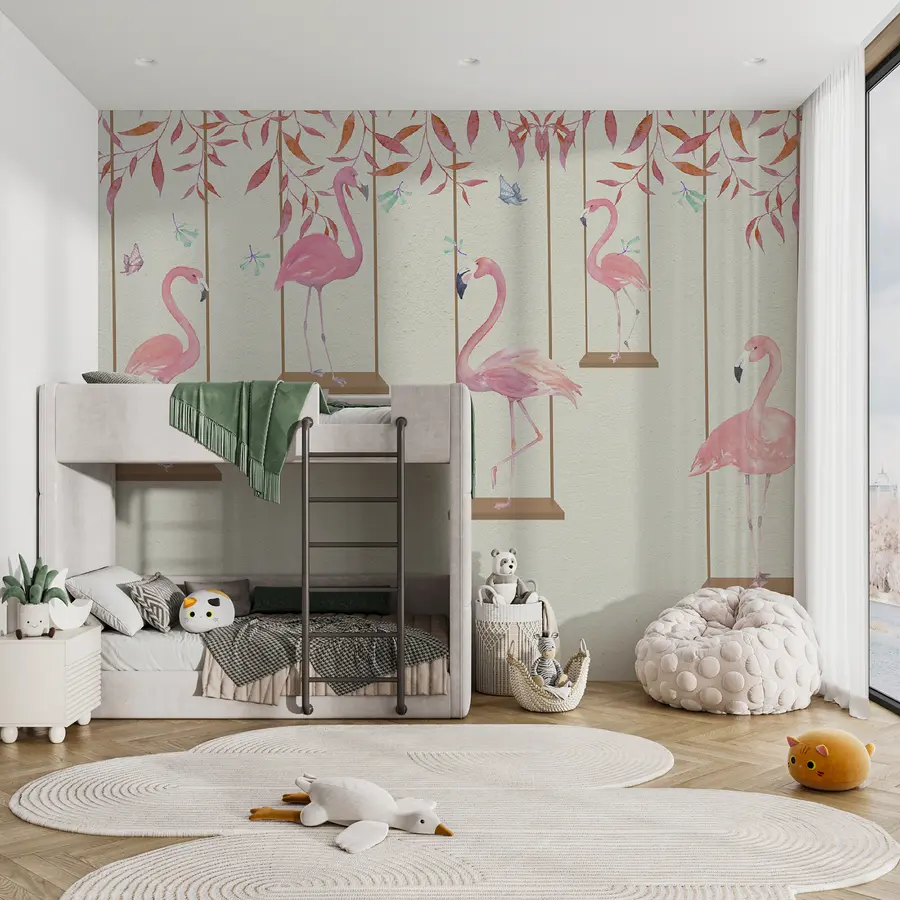 murais de parede Flamingos em um balanço u21345