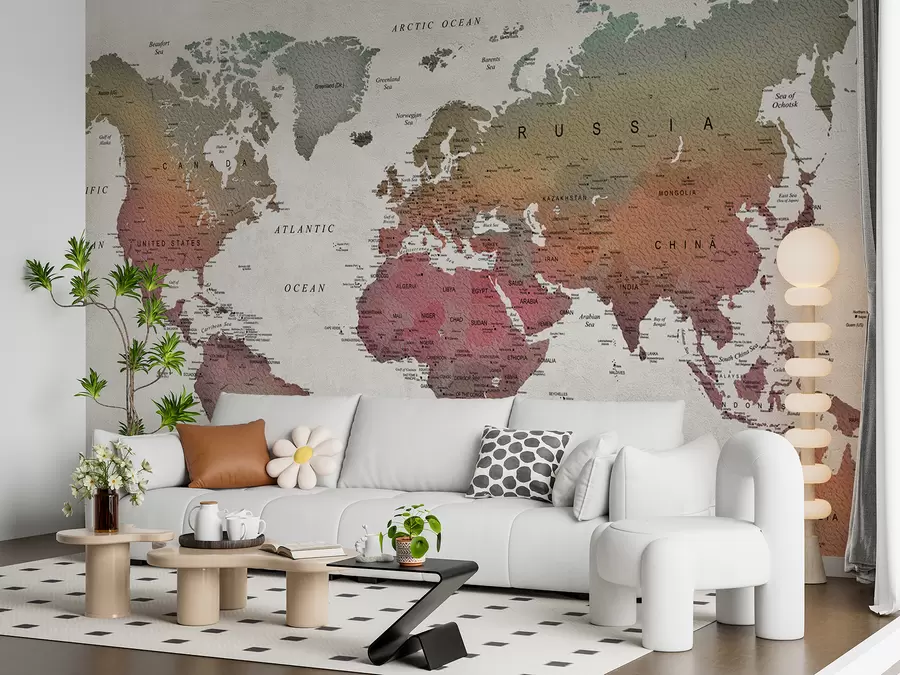 murais de parede Brown, mundo e ecorregião u64316