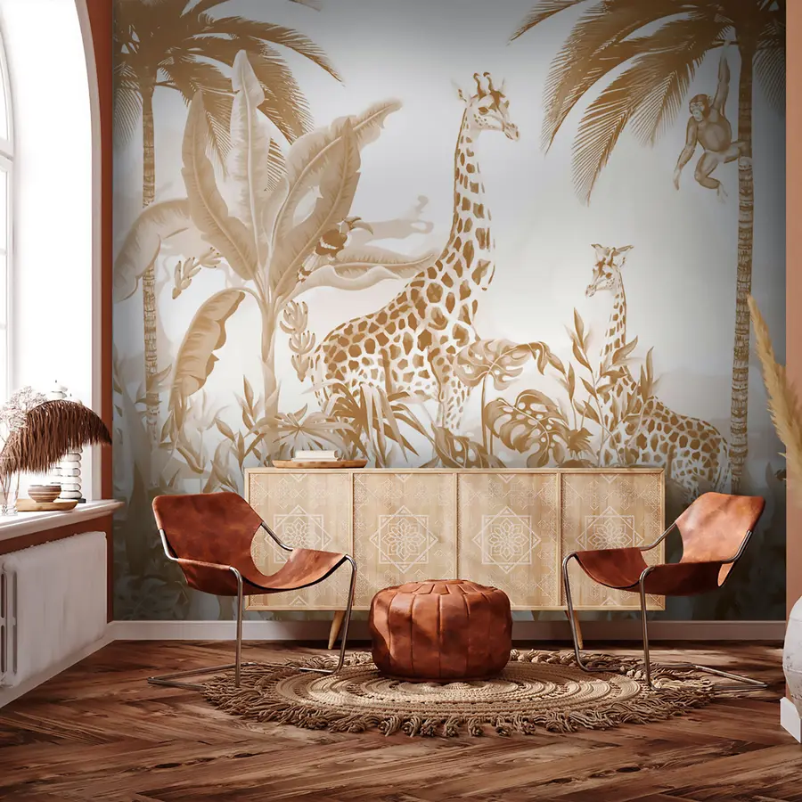 murais de parede Safari de arte monocromática u73542