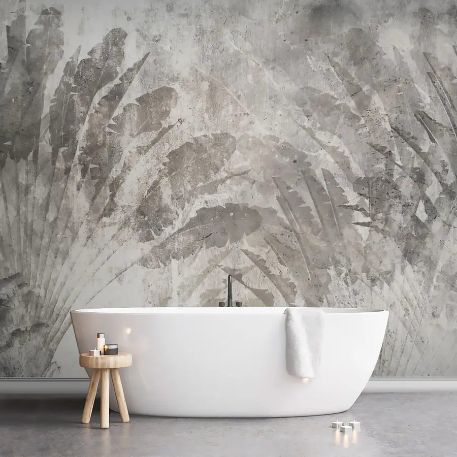 murais de parede Folhas tropicais em um fundo de pedra u73885