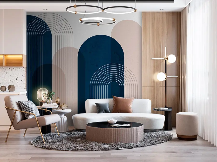murais de parede Arcos azuis e bege abstratos u73098