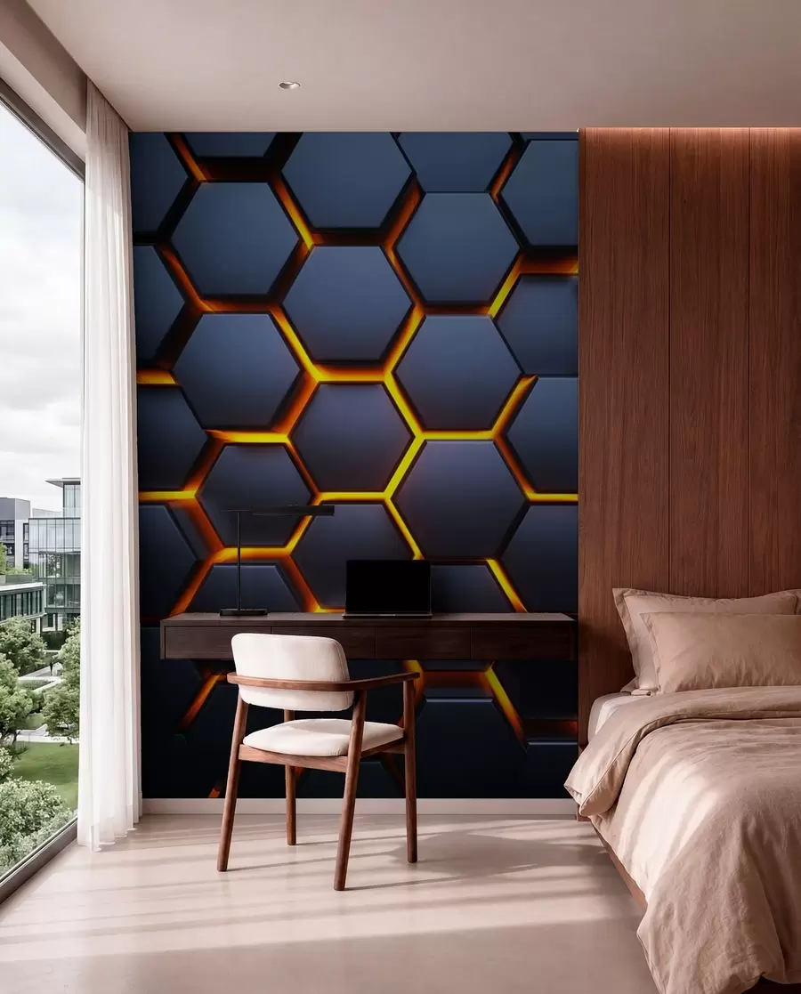 murais de parede Brilho de luz sob os hexágonos u93570