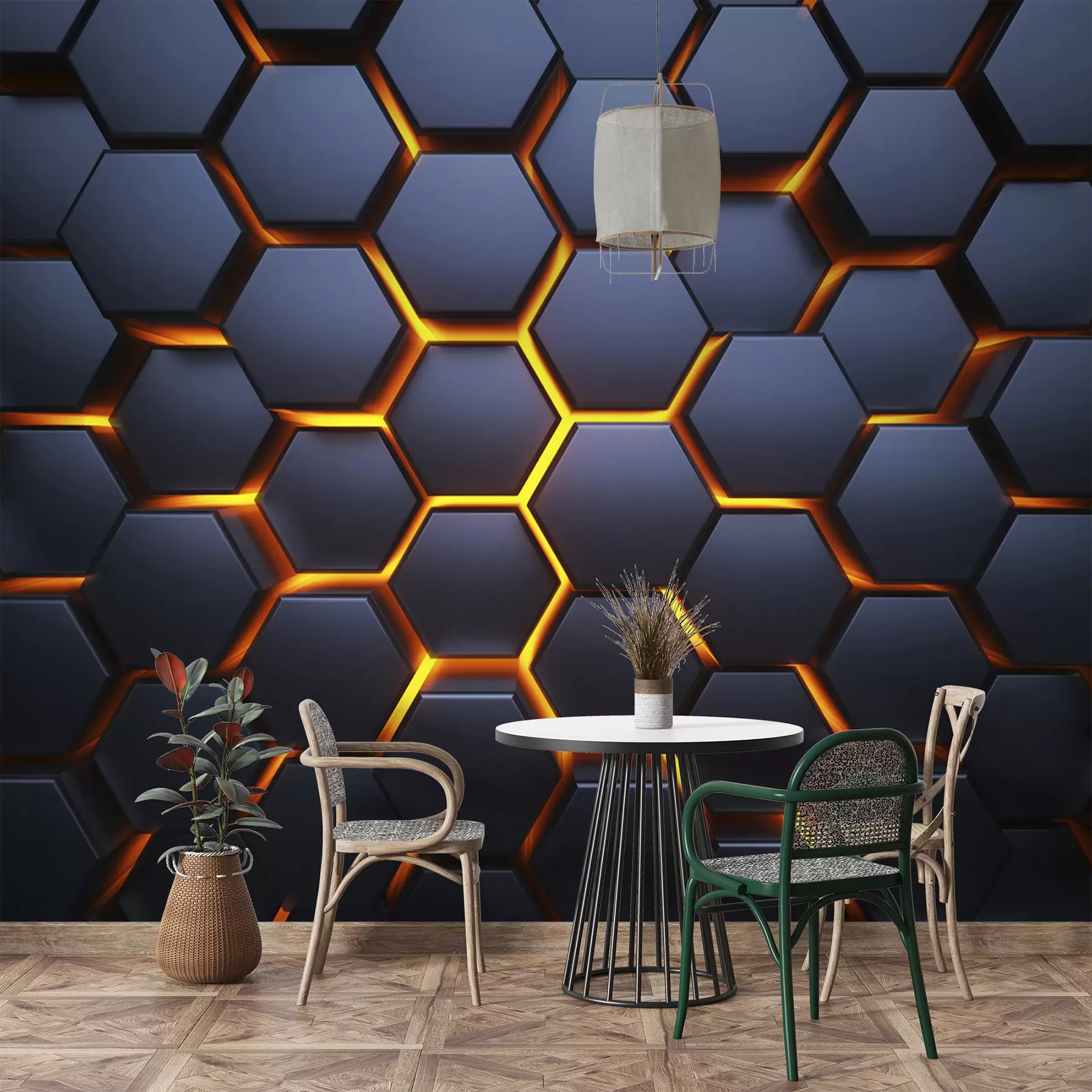 murais de parede Brilho de luz sob os hexágonos u93570