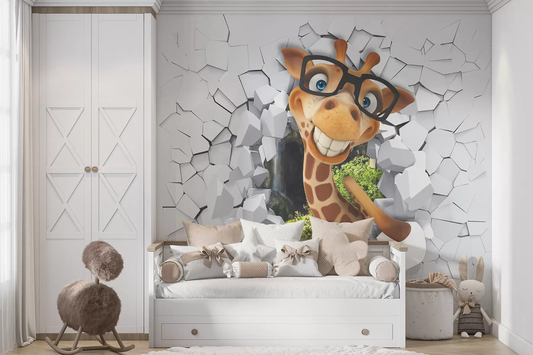 murais de parede girafa 3D u93624