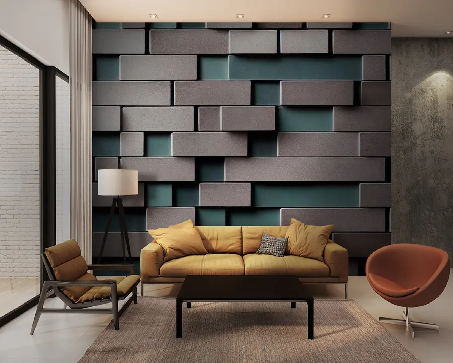 murais de parede Propriedade, retângulo e azul u93411