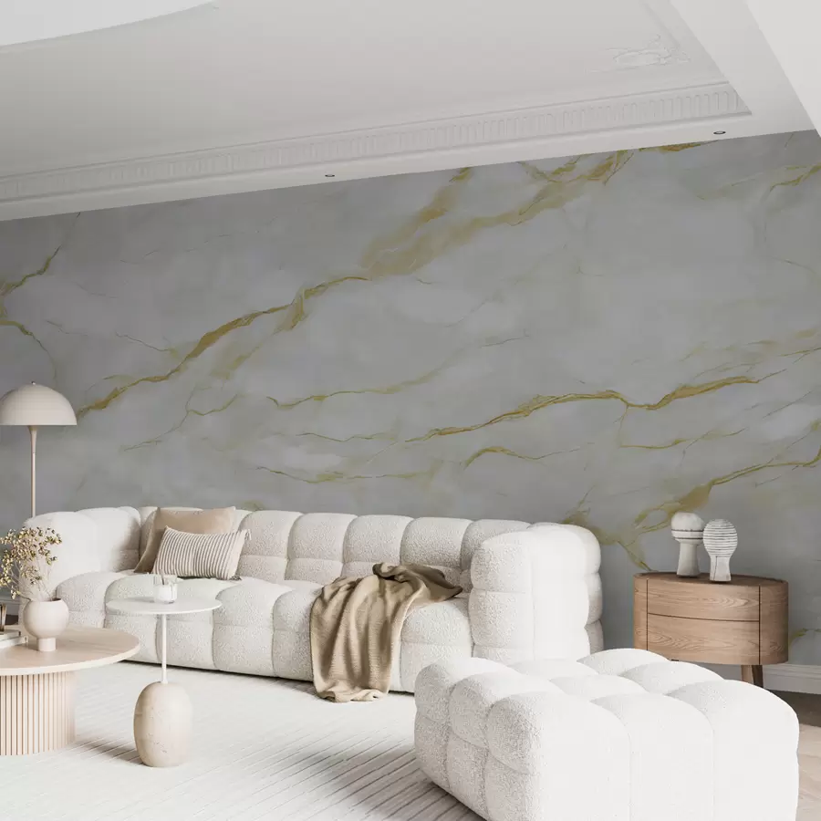 murais de parede Mármore branco com linhas bege u93433