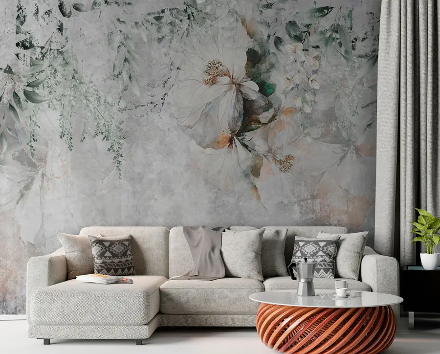 murais de parede Flor no fundo concreto do grunge u73969