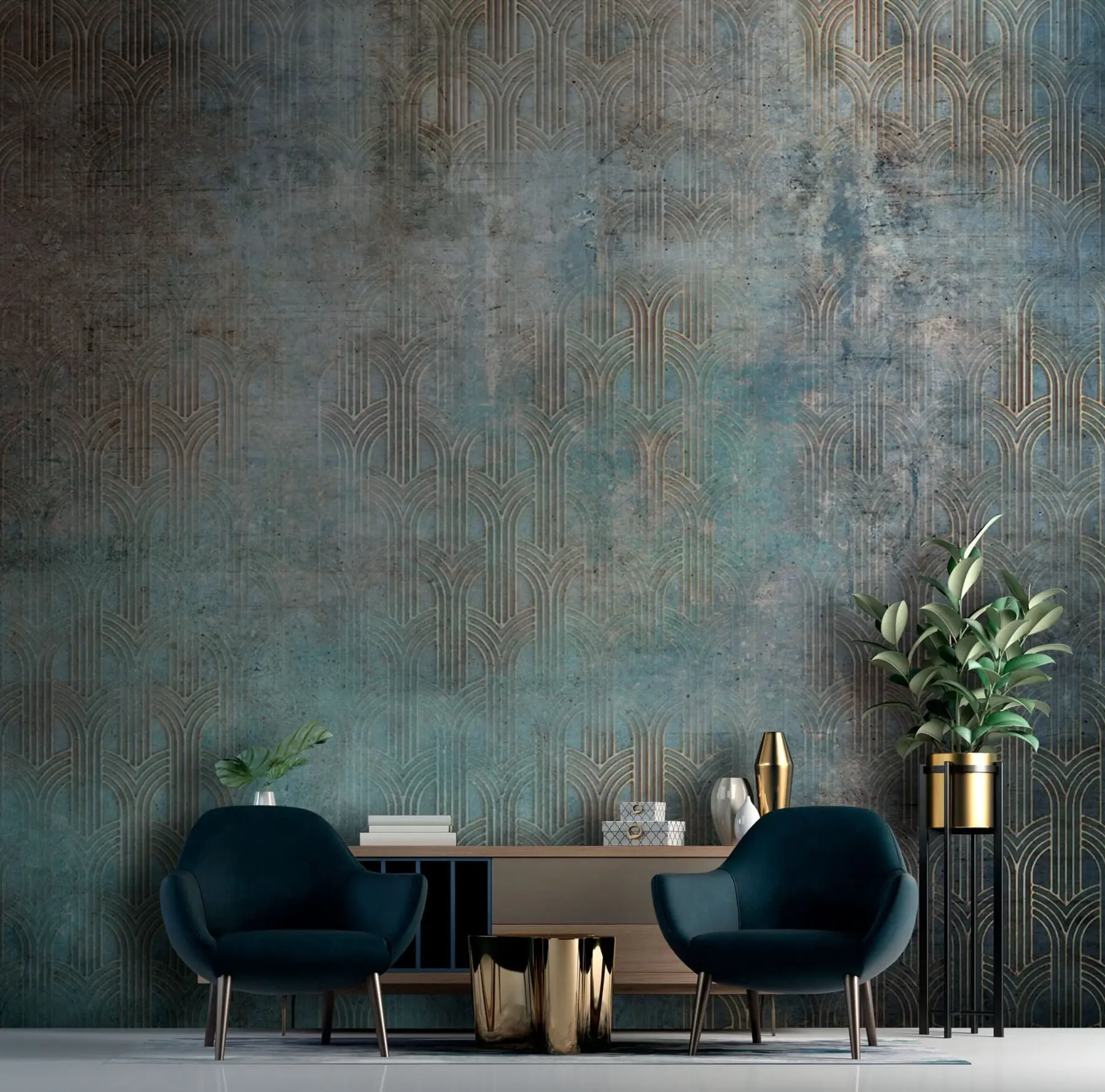 murais de parede Padrão arqueado na parede grunge u73973