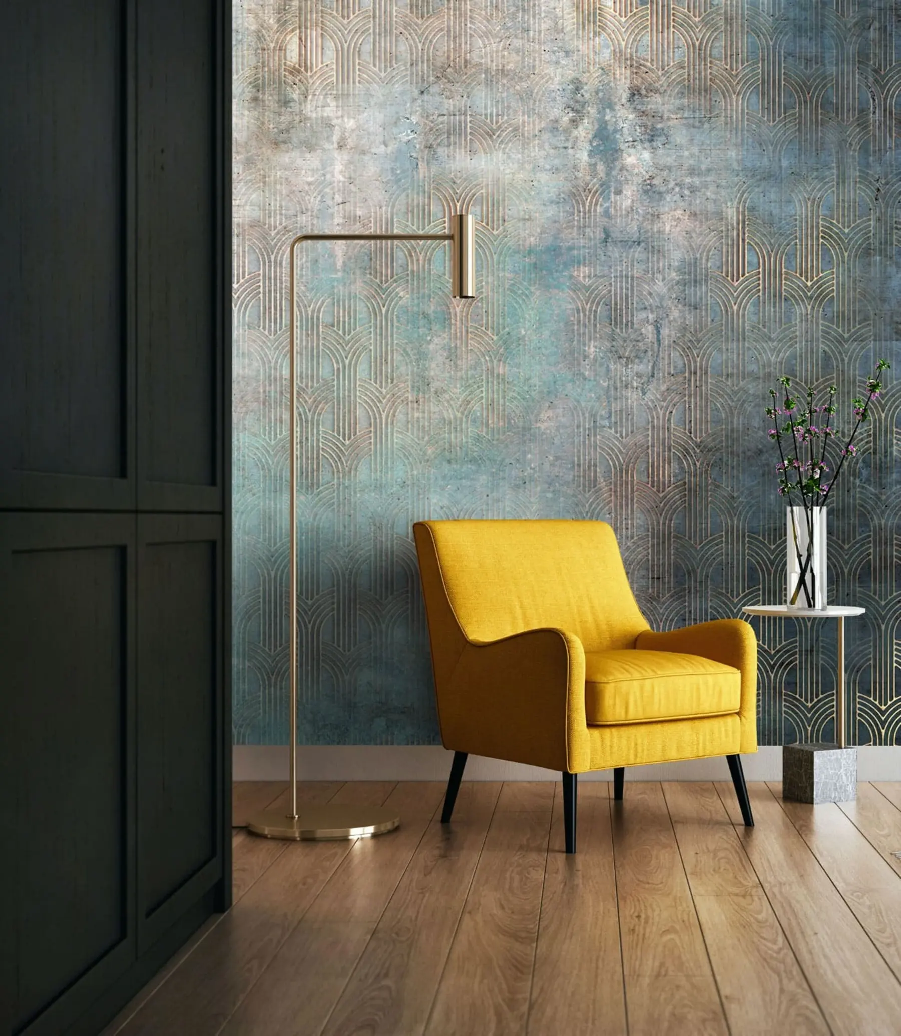 murais de parede Padrão arqueado na parede grunge u73973