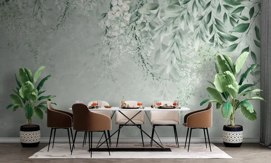 murais de parede Flores botânicas em mármore u73982