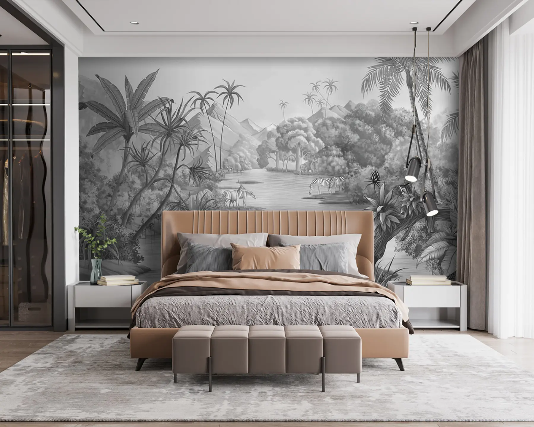 murais de parede Trópicos preto e branco u59040