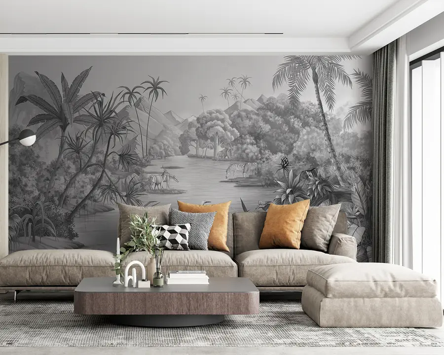 murais de parede Trópicos preto e branco u59040