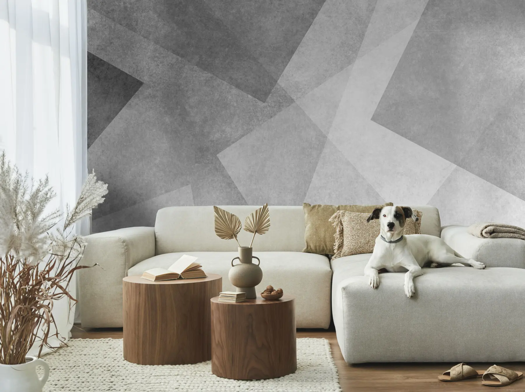 murais de parede Abstração geométrica de cinza u74057