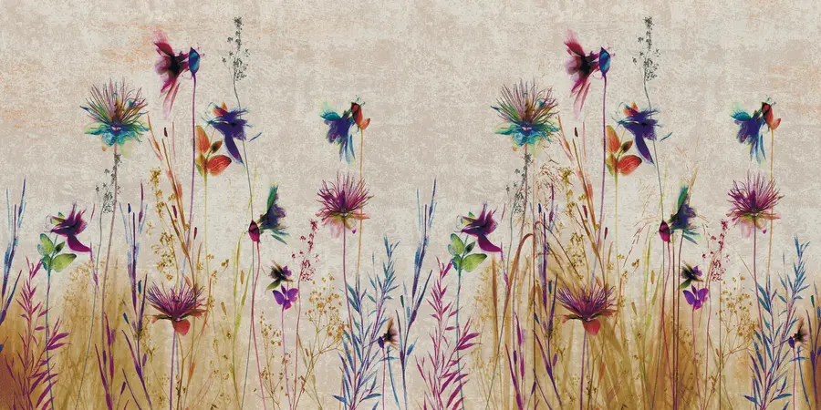 murais de parede Flores altas incomuns em um fundo bege u93672