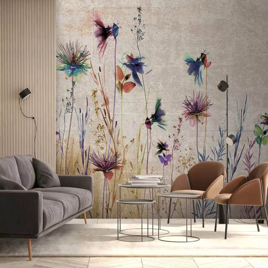 murais de parede Flores altas incomuns em um fundo bege u93672