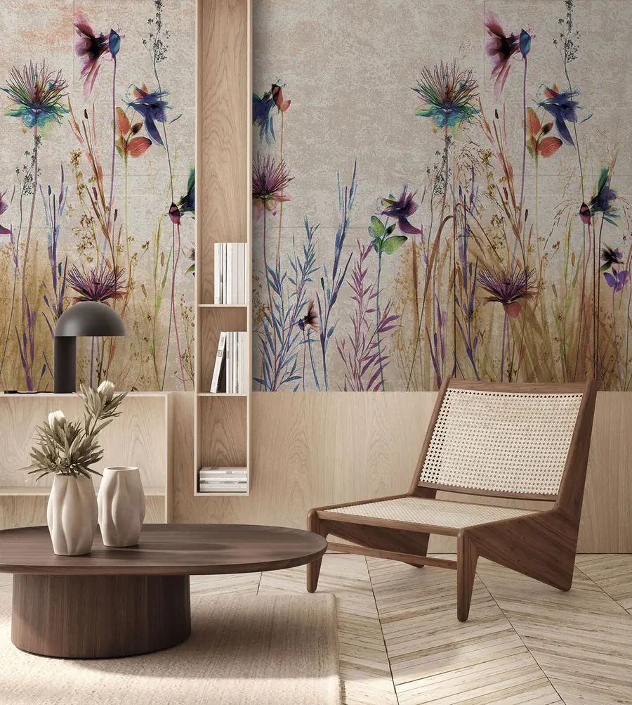 murais de parede Flores altas incomuns em um fundo bege u93672