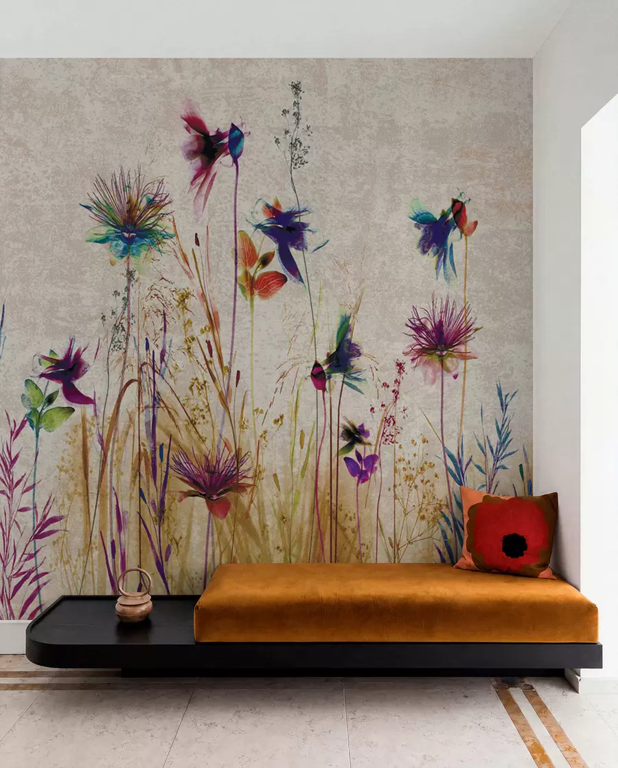 murais de parede Flores altas incomuns em um fundo bege u93672